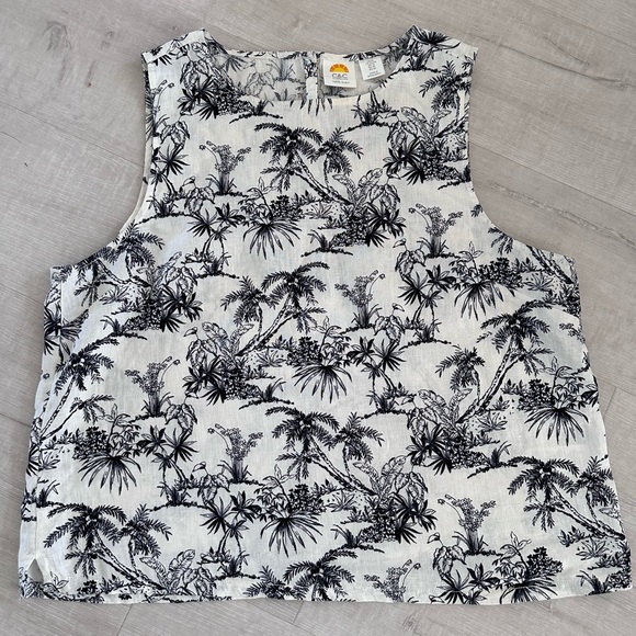 C&C California Tops - C&C California 100% Linen Tropical Print Tank Top – Size XL